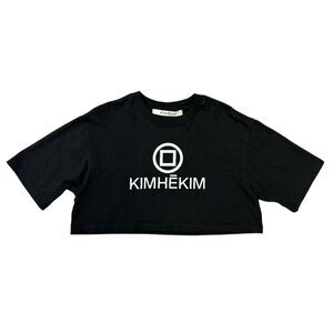 KIMHEKIM Cropped T-Shirt Black Minimalist Designer Top Women Sz S